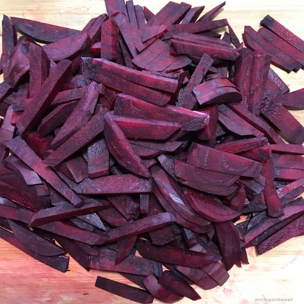 Beets cut in stripes